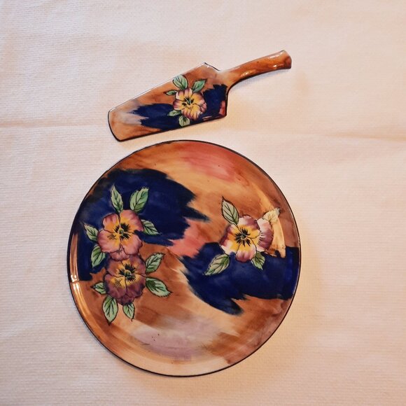 Amazing Condition H & K Tunstall, England, Art Deco "Viola" Cake Plate & Server - Picture 2 of 8